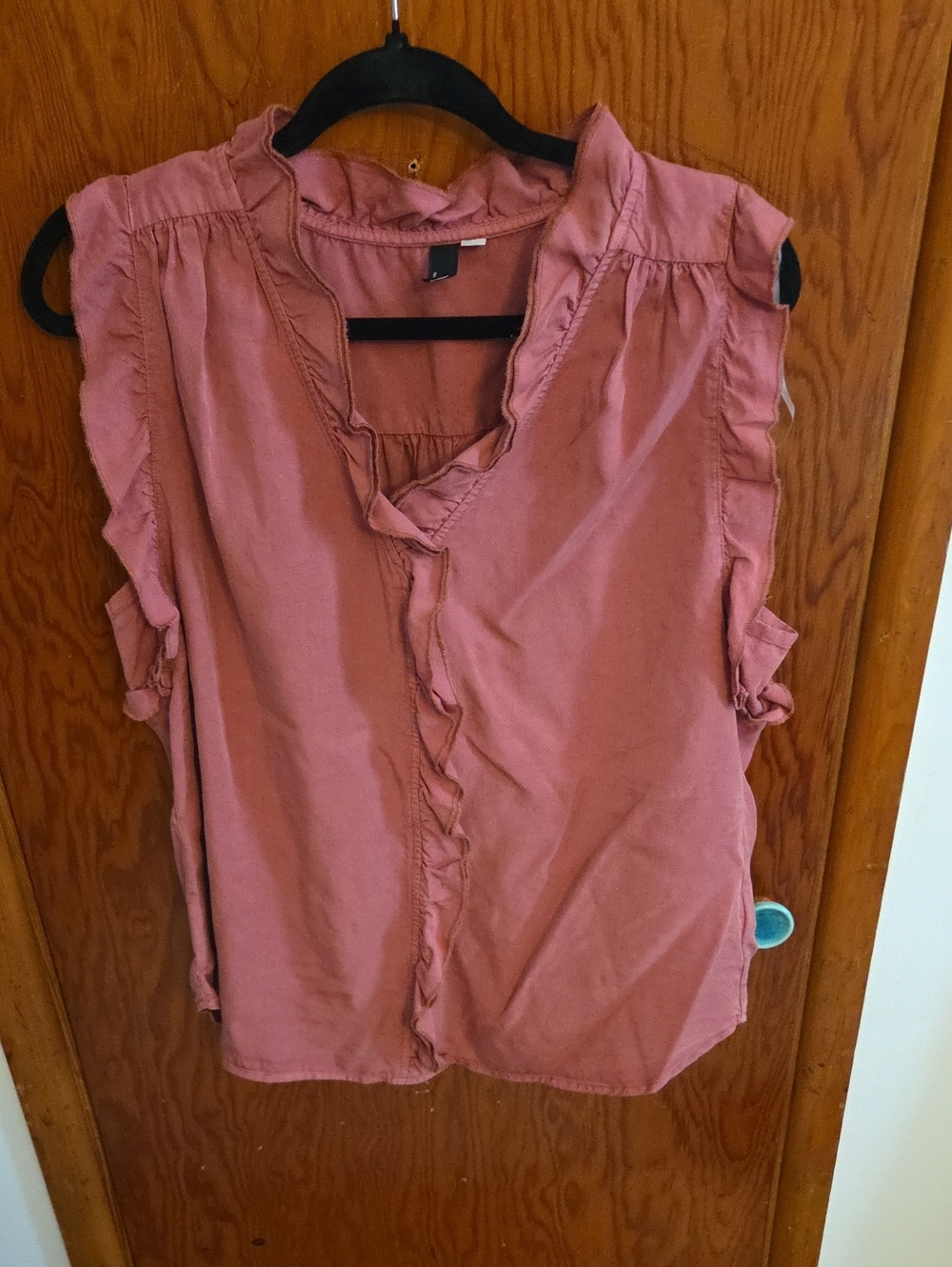 ​Kut from the Kloth Mauve Pink Ruffle Blouse | Sleeveless V-Neck Summer Top | L